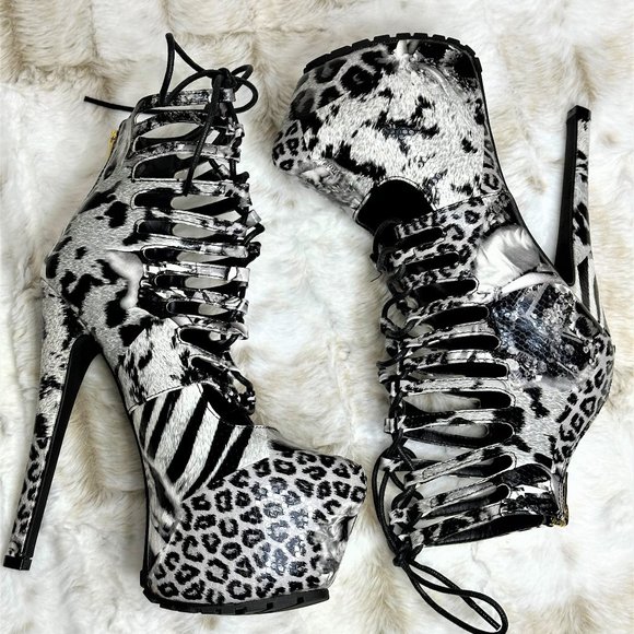 Privileged Platform Ankle Boots Animal Mag Print Lug Sole - Picture 15 of 15